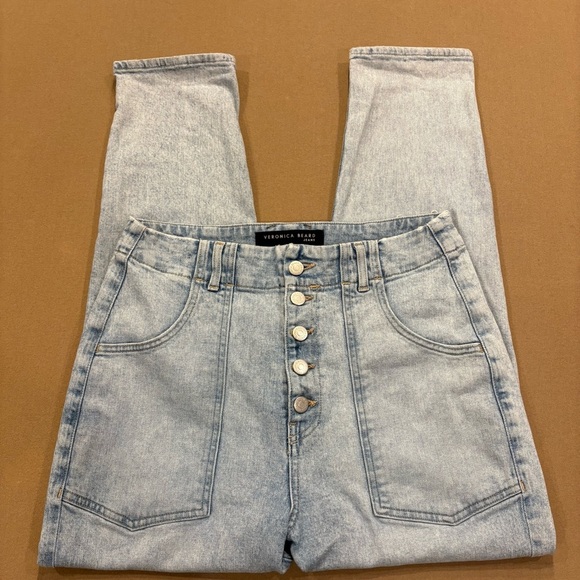 Veronica Beard Arya Straight Leg High Rise Jeans Light Wash Size 30 - Picture 4 of 16